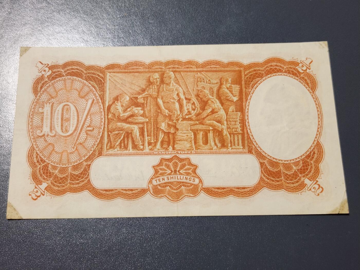 4月9号晚上8点 中外纸币自动截拍第53场 澳大利亚10先令 签名2美品