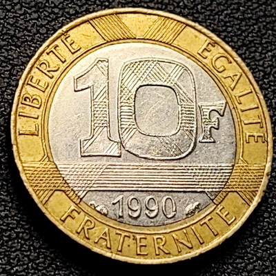 泉币菌-第223场-拍品多 请提前出价(工作原因  发货比较迟缓 已在拍卖规则里面说明 望理解) - 1990 光明小天使  法国 10法郎双色币 铜钱纪念币