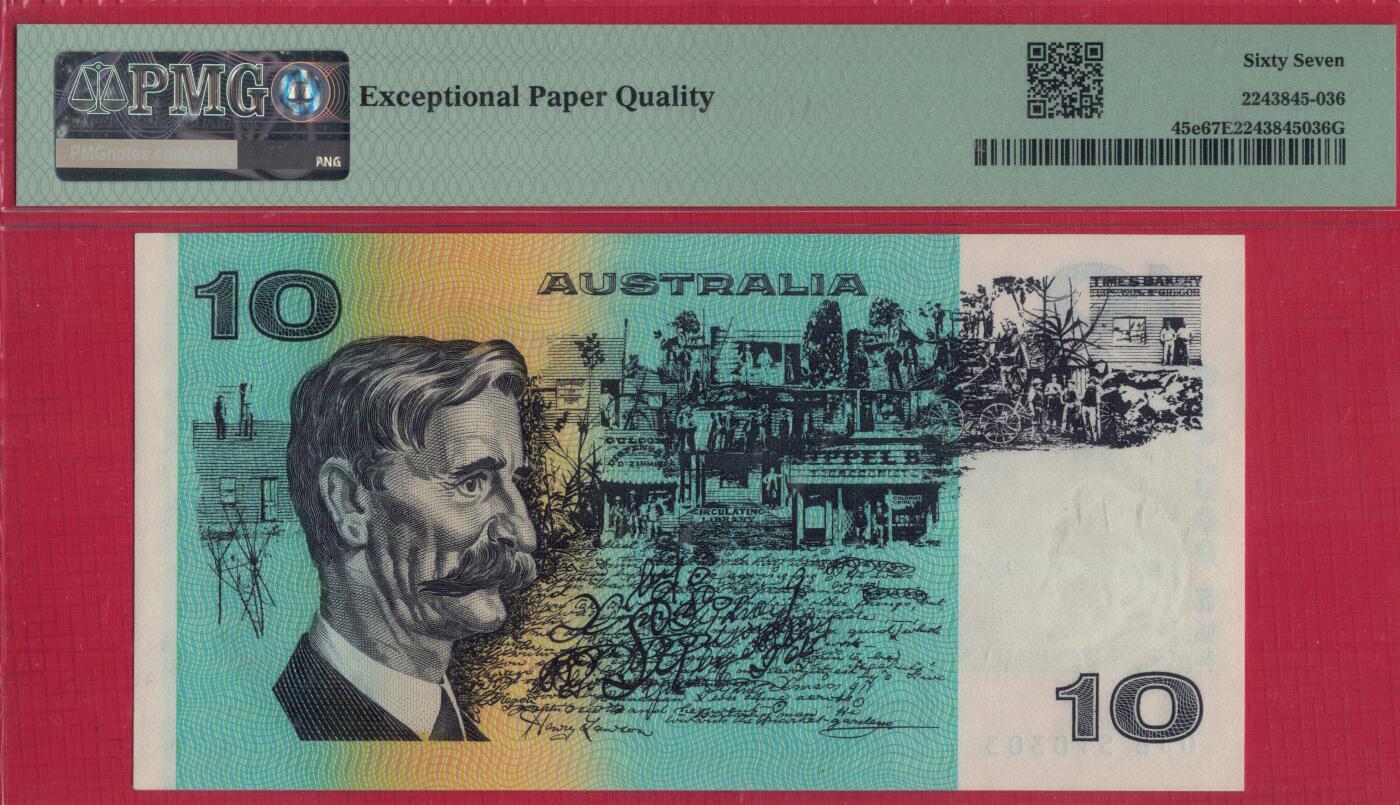 澳大利亚1985年10元 P-45e 无47 签名如图 实物图 UNC