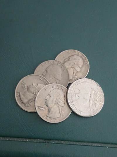 松南世界钱币——260408A - 美国25分硬币5枚5