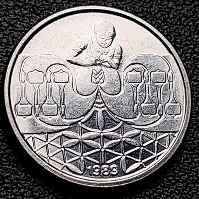 泉币菌-第223场-拍品多 请提前出价(工作原因  发货比较迟缓 已在拍卖规则里面说明 望理解) - 纺织业 劳动者系列 巴西 1989年 50分硬币 19.5毫米 铜钱纪念币