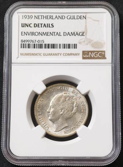 甄臻铺-世界币章拍卖（第59期），甄品场拍品征集中，送拍享返佣金等优惠多多 - NGC-UNCD 1939年荷兰威廉明娜1盾，转光好看