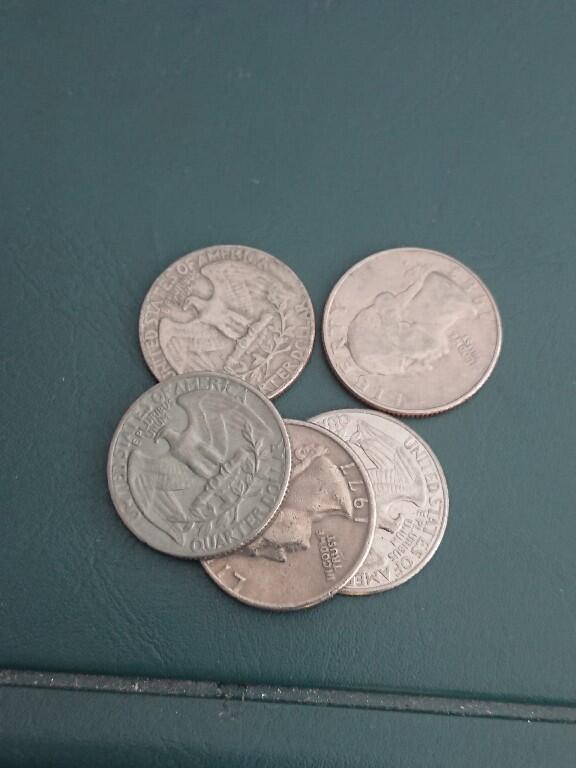 松南世界钱币——260408A 美国25分硬币5枚1