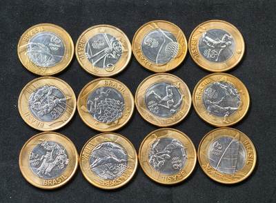 甄臻铺-世界币章拍卖（第59期），甄品场拍品征集中，送拍享返佣金等优惠多多 - 2016年巴西里约奥运会合金纪念币 全套12枚（不含残奥会）