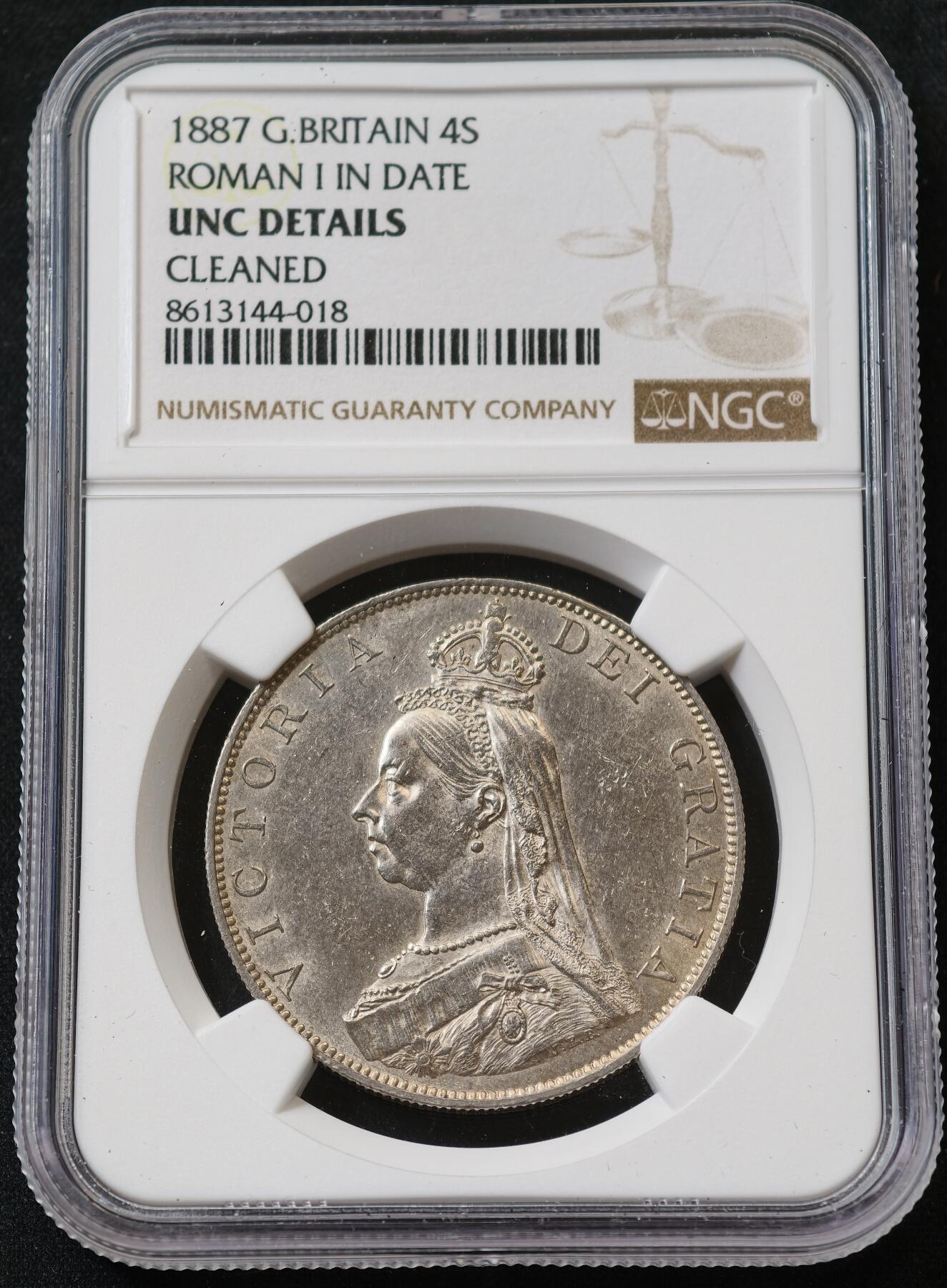 甄臻铺-世界币章拍卖（第59期），甄品场拍品征集中，送拍享返佣金等优惠多多 NGC-UNCD 1887年维多利亚高冠双弗洛林，罗马数字版，转光很不错，养一养可以搏一搏