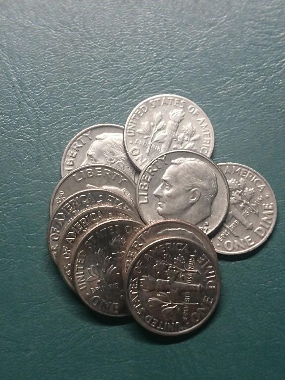 松南世界钱币——260407B 美国10美分镍币10枚4