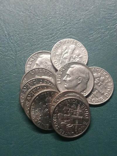 松南世界钱币——260407B - 美国10美分镍币10枚4