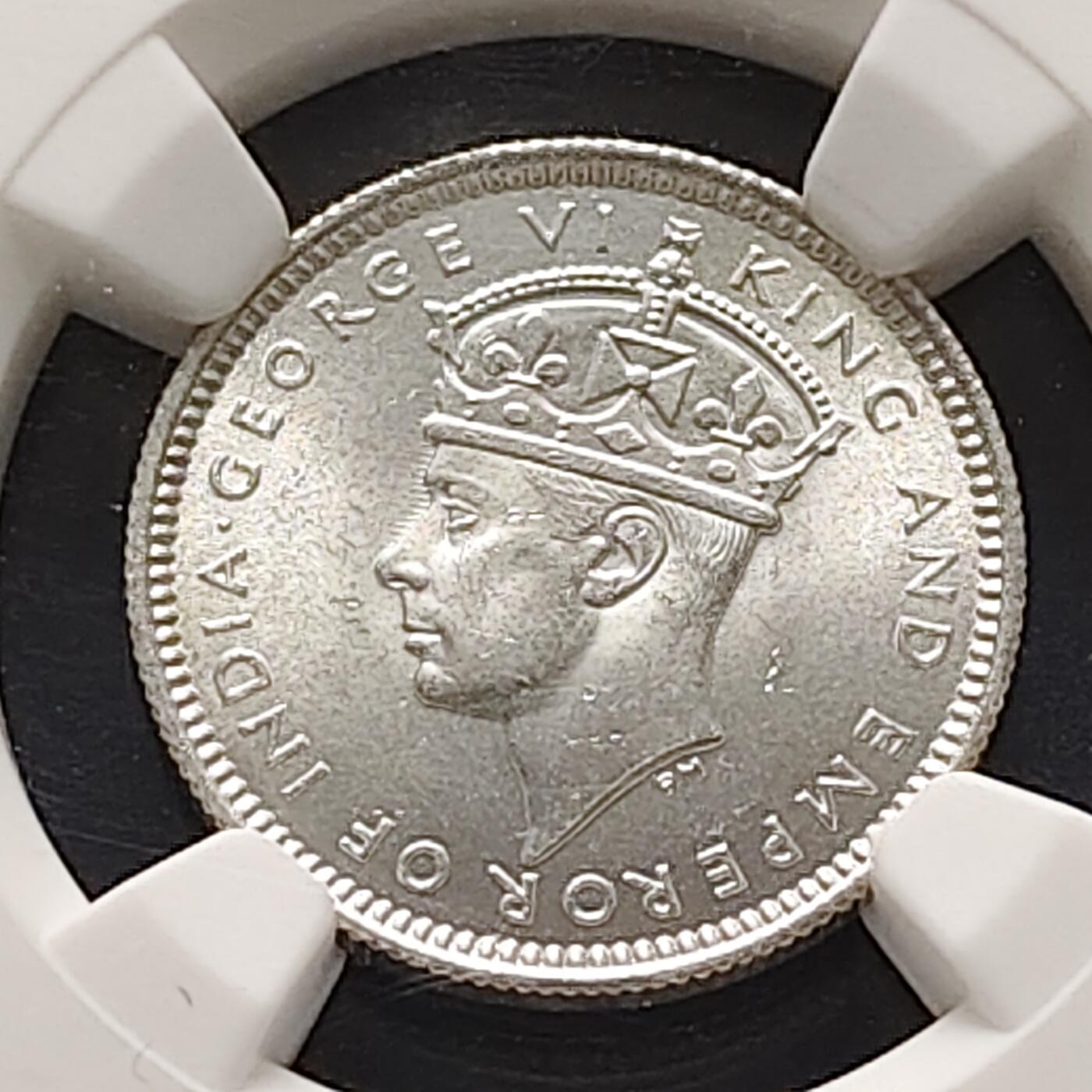 【全场包邮】纯粹捡漏拍519场 英属马来亚1941年乔治六世75%高银版10分银币-NGC MS64