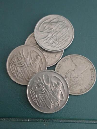 松南世界钱币——260408A - 澳大利亚20分镍币5枚1