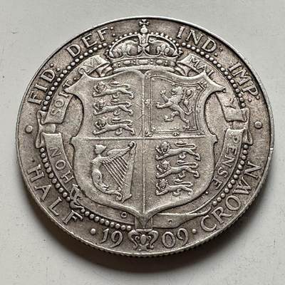 🌹外币初藏🌹🐯2026年第40场   每周二四六晚8️⃣点 世界钱币 - 英国 1909年 半克朗银币 14.14g-32mm-92.5%银