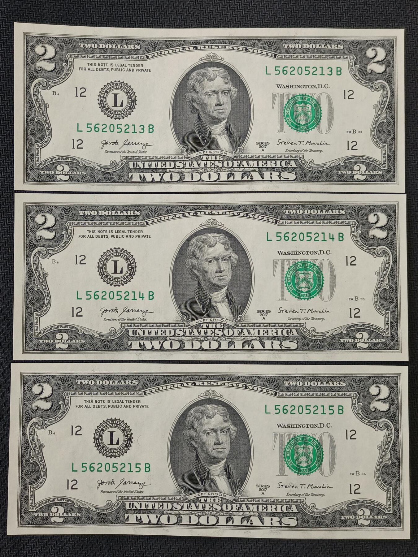 【游宝包邮场】丙午马年第21期 首季收官场 美国2美元 五连号 无47钻石号 56205211~215 全新UNC