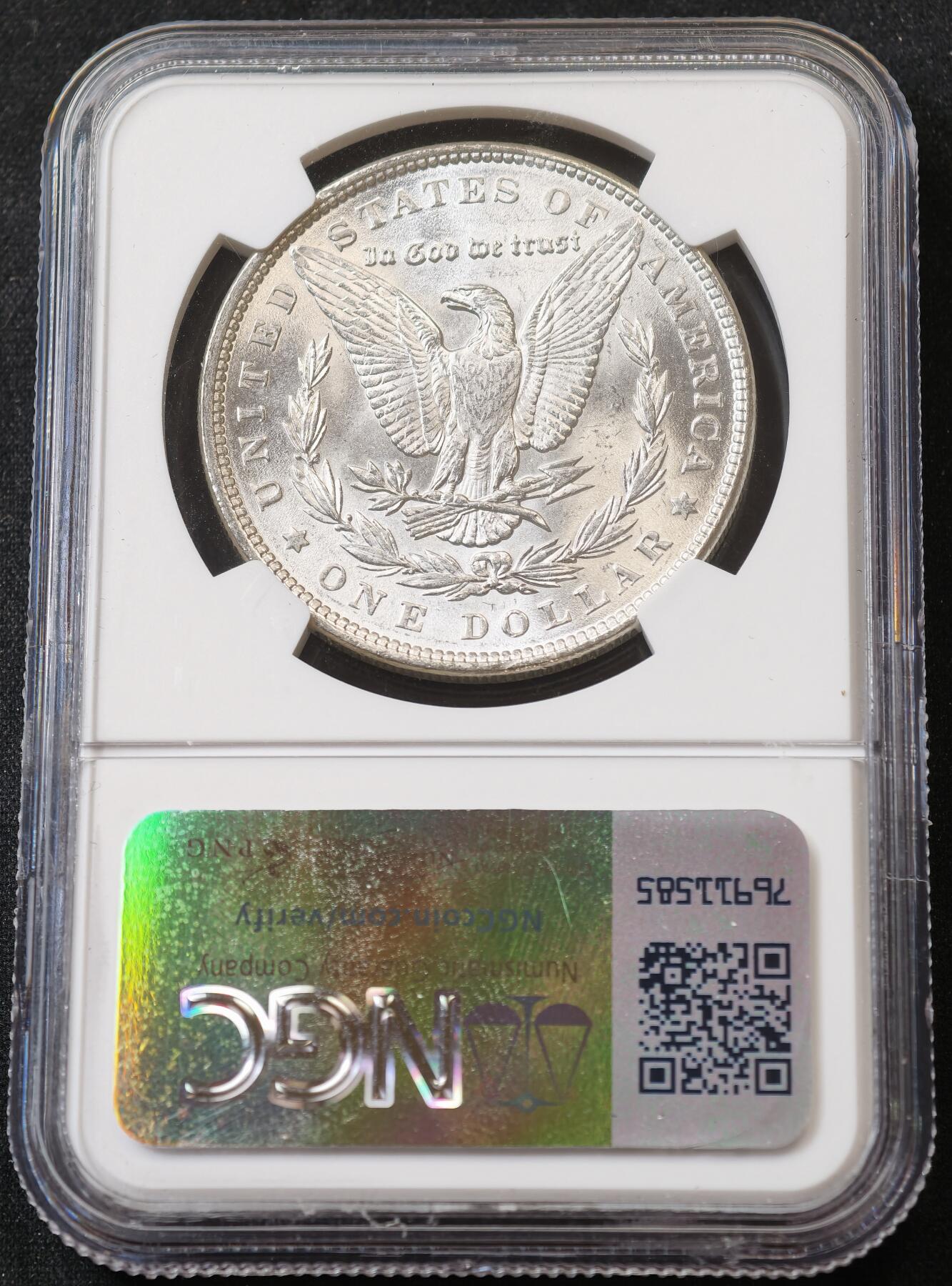 甄臻铺-世界币章拍卖（第59期），甄品场拍品征集中，送拍享返佣金等优惠多多 NGC-MS63 1889年美国摩根，卷拆状态，不多见的年份