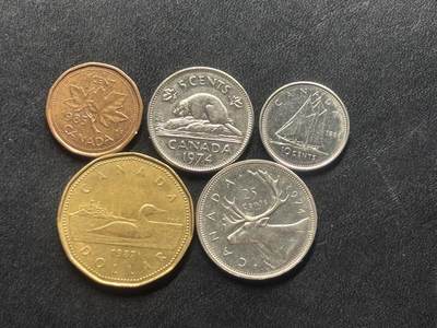 邮泉阁外国硬币限时拍卖第四十五场 （邮票在国外，请付邮费6元） - 加拿大5枚