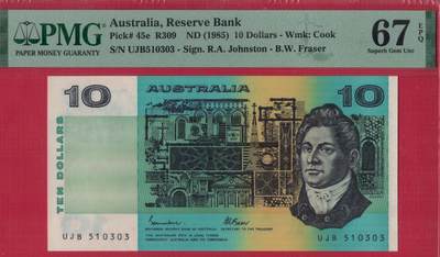 澳大利亚1985年10元 P-45e 无47 签名如图 实物图 UNC - 澳大利亚1985年10元 P-45e 无47 签名如图 实物图 UNC