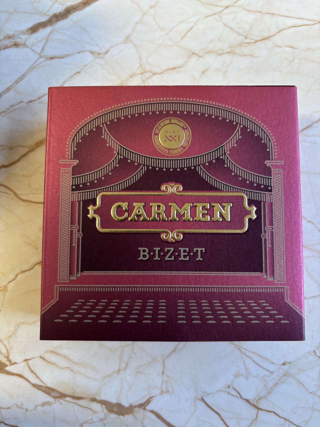 第197期拍卖 纽埃2022年比才歌剧《卡门》2盎司仿古纪念彩银币，999银，发行500枚