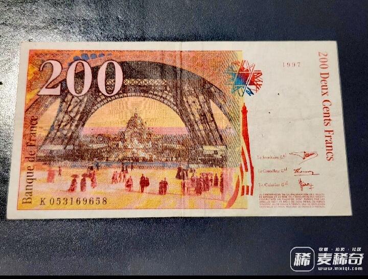 法国1997年200法朗永恒号靓品纸币