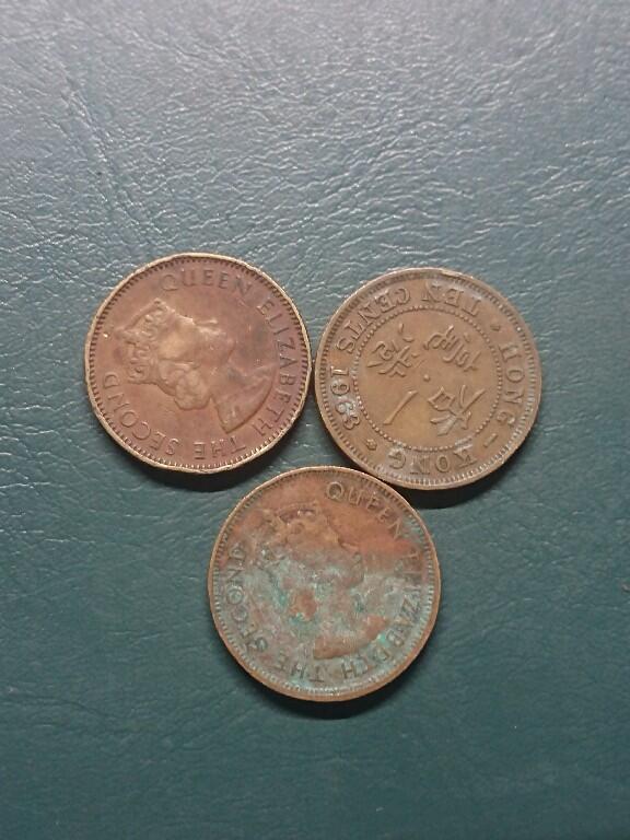 松南世界钱币——260407B 香港一毫铜币3枚