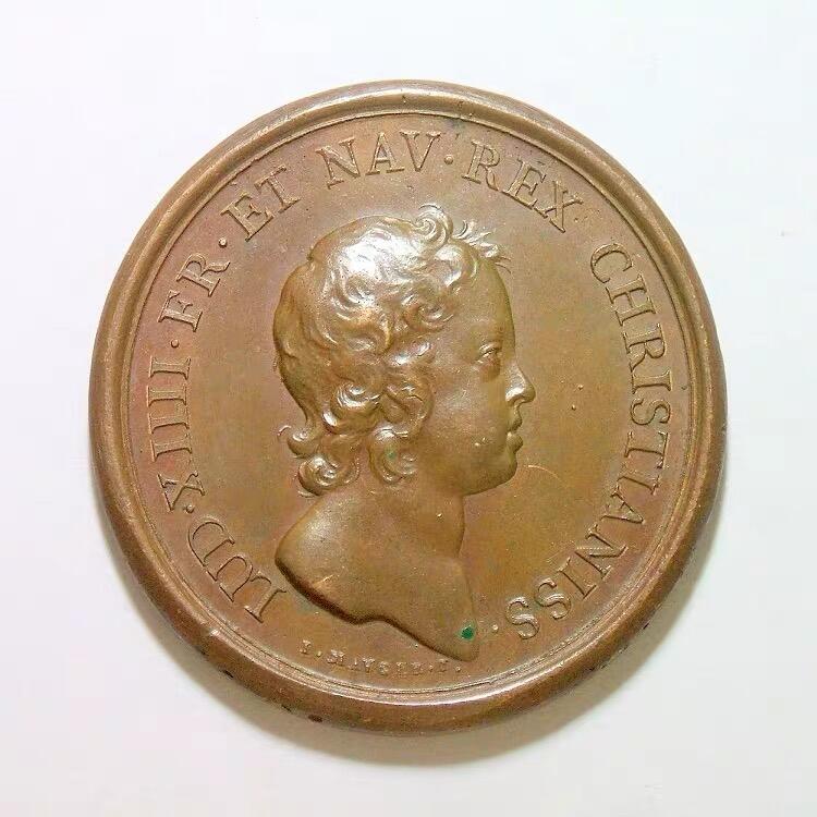 【旋风钱币】4月18日19:00准时开拍 精美欧洲币章、银币银章、第三帝国钱币等 全场包邮！ 【艺术】法国艺术大章1648年 太阳王路易十四法德战争 高浮雕精制大铜章 40MM