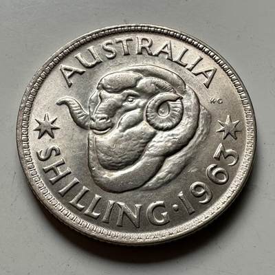 🌹外币初藏🌹🐯2026年第40场   每周二四六晚8️⃣点 世界钱币 - 澳大利亚 1963年 伊丽莎白二世 1先令银币 5.65克-23.6毫米-50%银