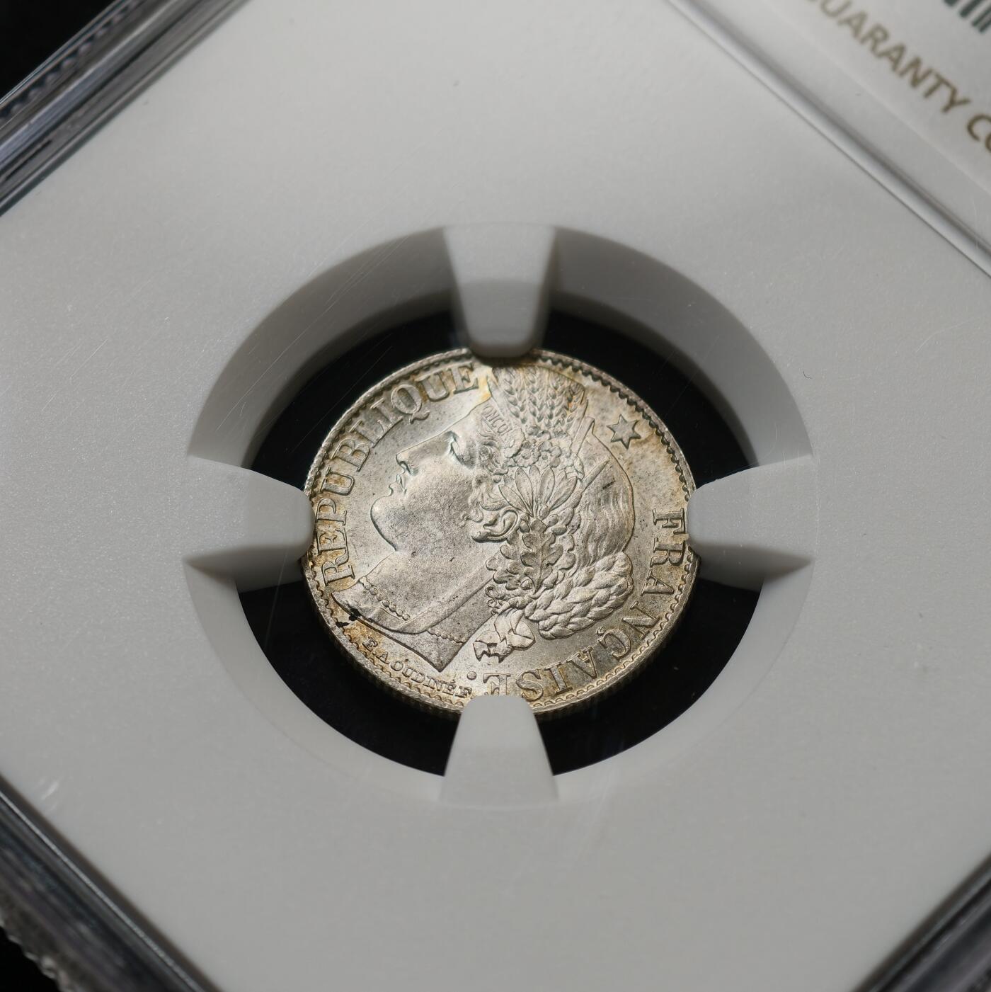 甄臻铺-世界币章拍卖（第59期），甄品场拍品征集中，送拍享返佣金等优惠多多 NGC-MS66 法国 1895年 50分 银币 冠军分一步到位