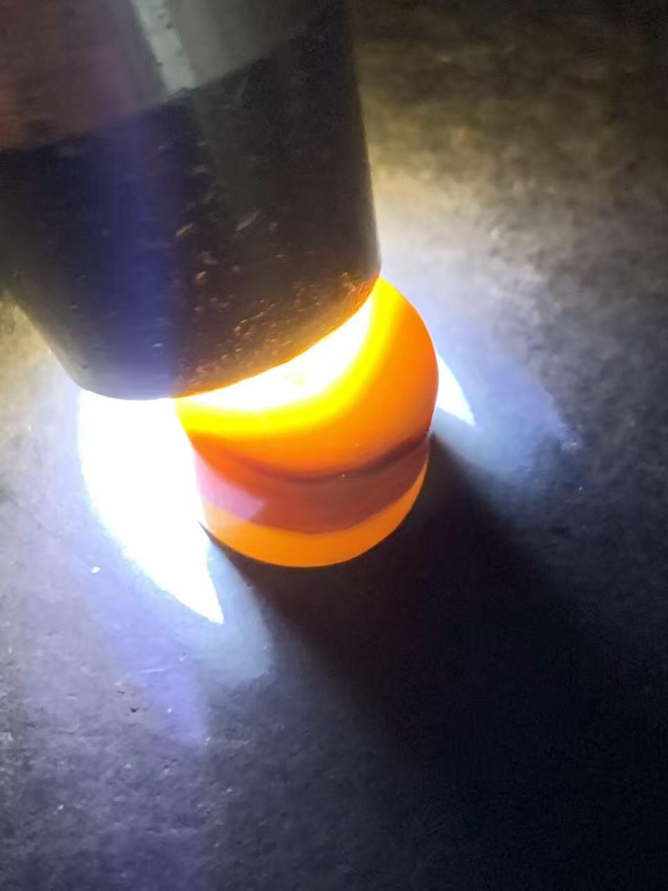 精美高玉化亚光冻料战国红玛瑙手工俏色巧雕道字墩子一个