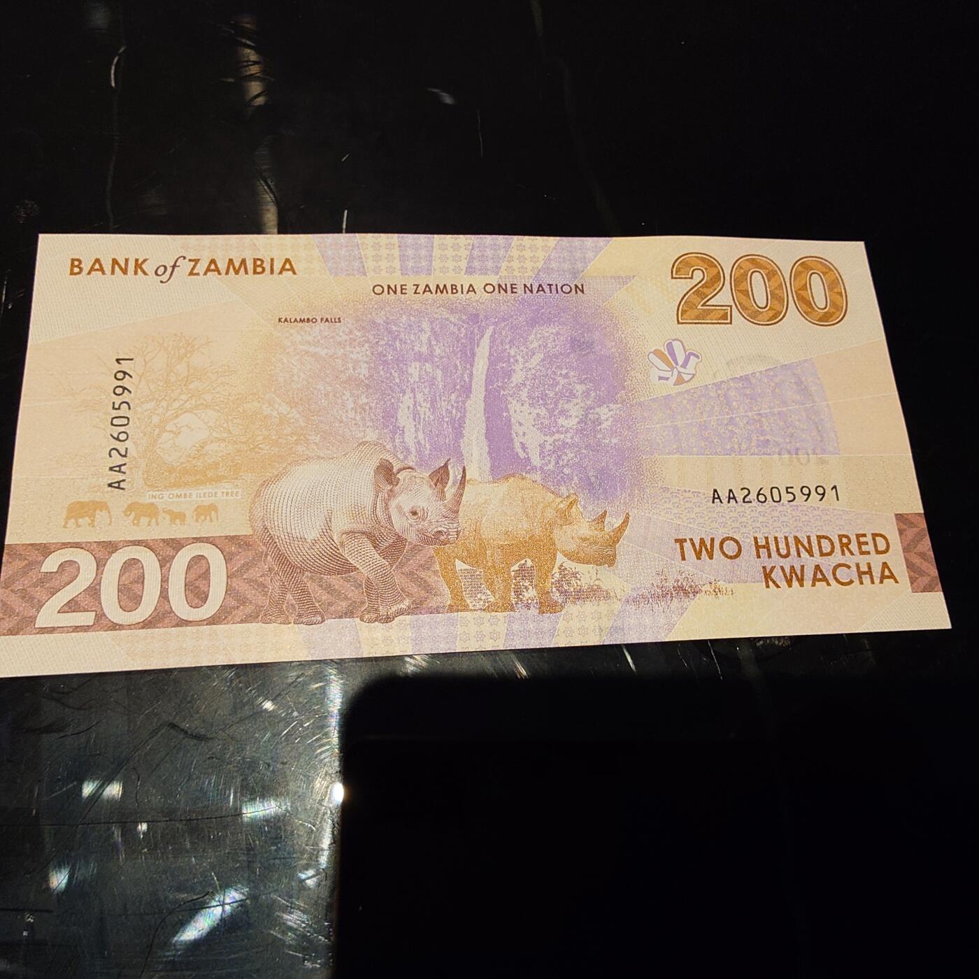 世界钱币～微拍第245期暨2026年第26期  新货卖剩品种部分上架提供选购 2025年赞比亚200克瓦查 首发AA冠全新绝品无47尾号991