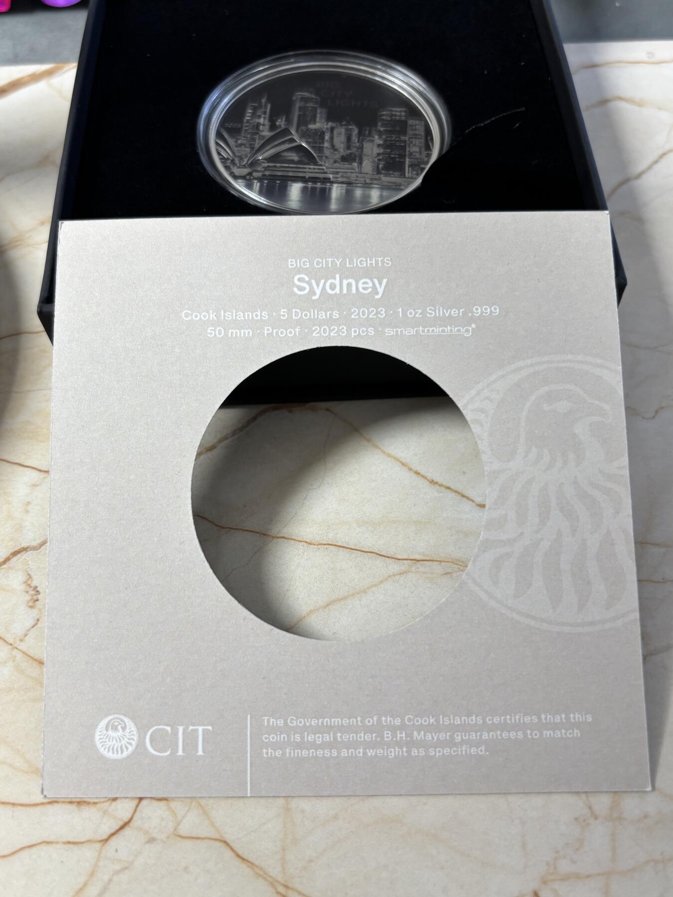 第197期拍卖 库克2023年城市之光系列澳洲悉尼1盎司纪念银币，999银，发行2023枚