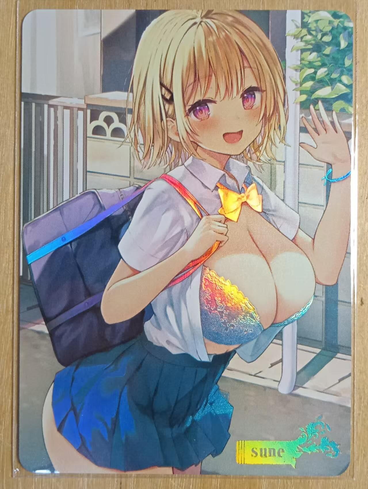 龙虎卡牌-八二场（满200元包邮，无佣金，每周六结拍，欢迎送拍） 彩闪 动漫美女卡牌 大雷遮不住的学生妹