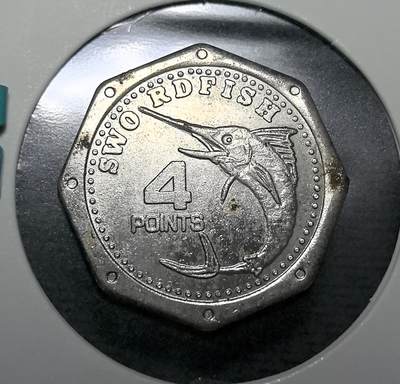 外国优质老铜币纪念币银币专场，周六晚上九点倒数截拍，满百包邮，周日发货,可寄存半年，喜欢朋友微信扫描二维码可直接参拍 - 墨西哥旗鱼4分纪念代币，背面刻赛事与墨西哥主题，是四驱车赛事文化的趣味收藏遗存。