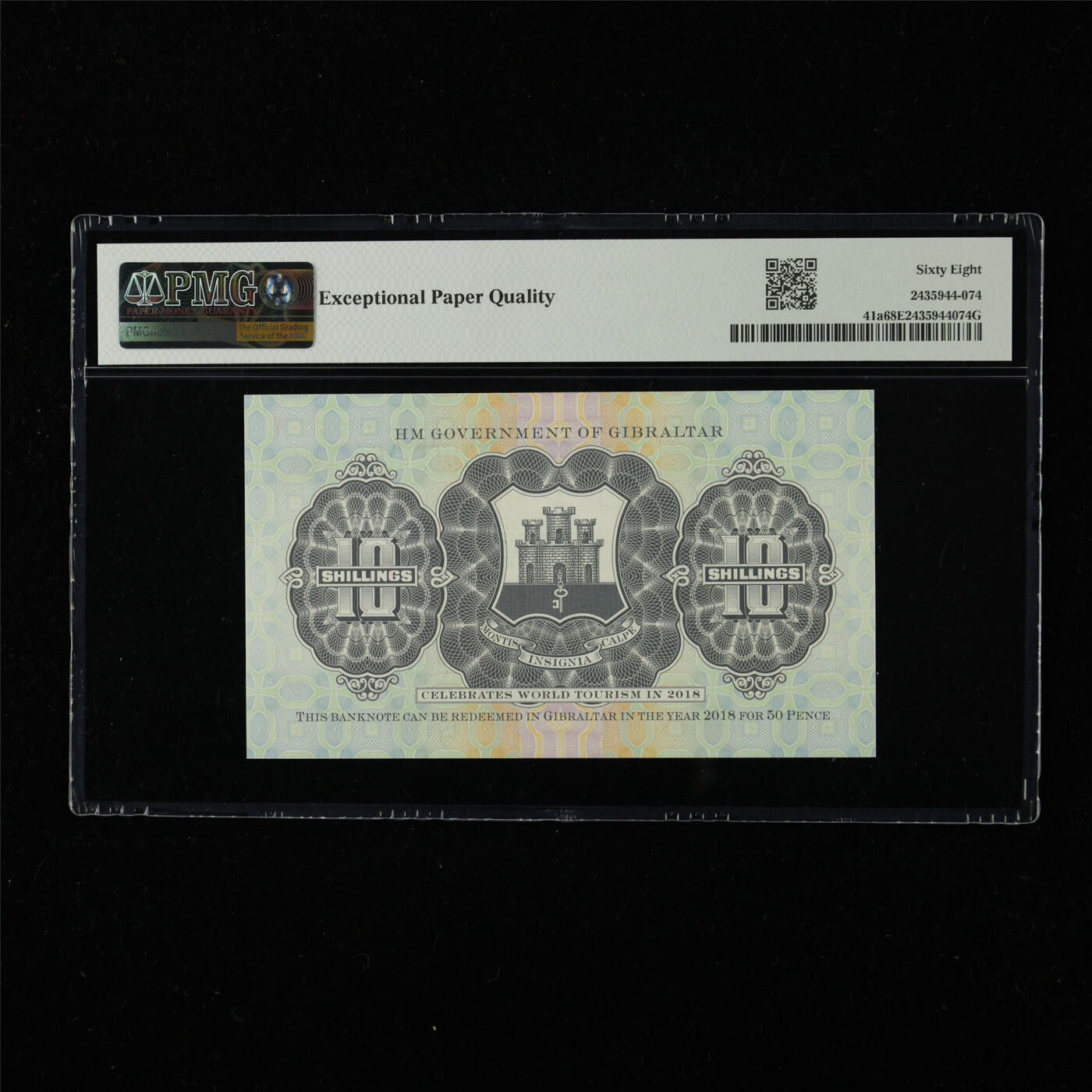 【亘邦集藏】第226期拍卖 2018年 直布罗陀纪念钞10先令 PMG 68EPQ 8K0499624