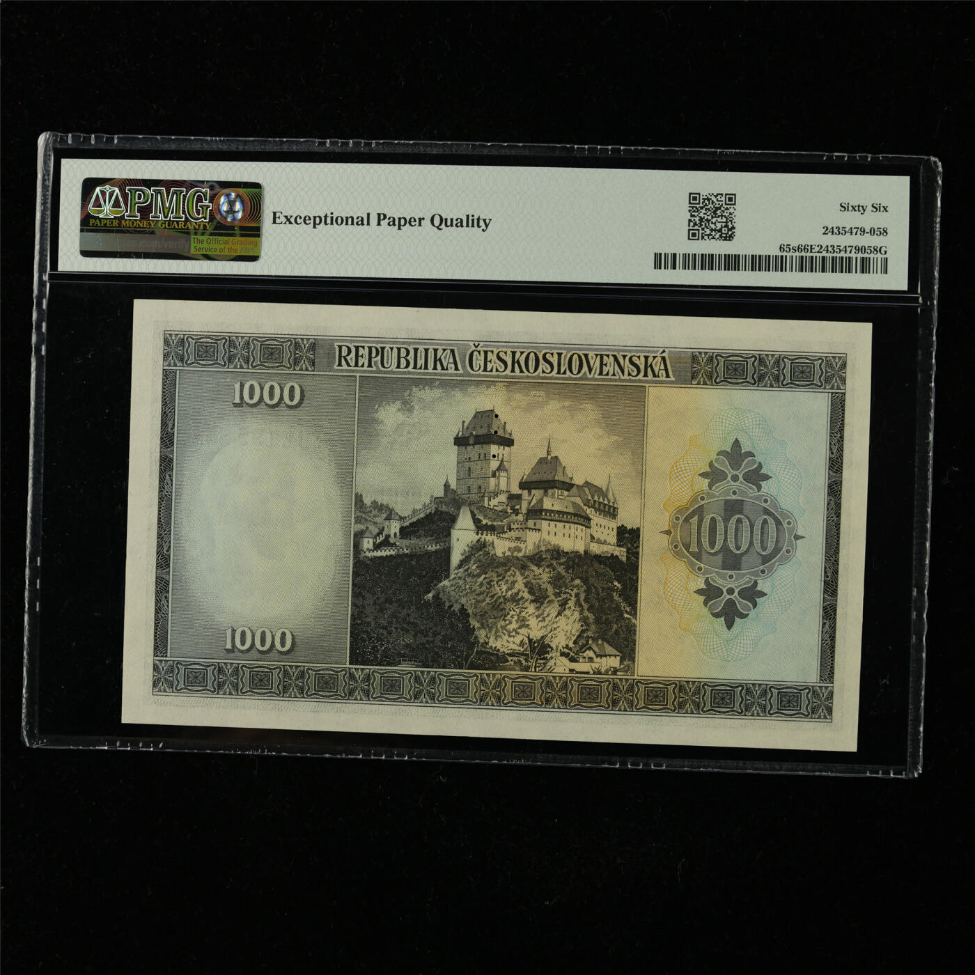【亘邦集藏】第227期拍卖 1945年 捷克斯洛伐克共和国样钞1000克朗 PMG 66EPQ BE195861