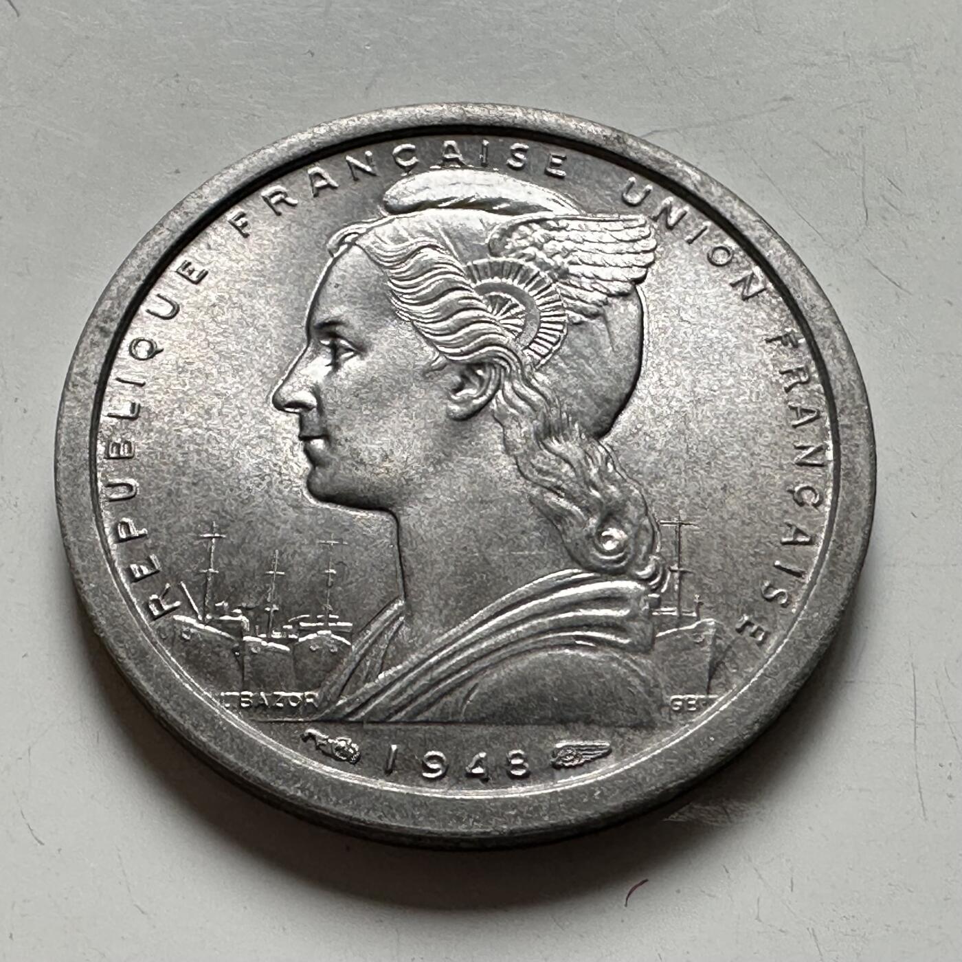 🌹外币初藏🌹🐯2026年第40场   每周二四六晚8️⃣点 世界钱币 法属赤道非洲 1948年 1法郎 