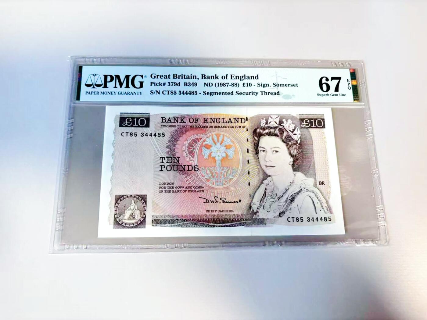 【Blue Auction】世界纸币精拍第807期——18级TOP拍卖/信誉/品质/专业/高效💫 英国 D序列 1987-88年10镑 PMG67EPQ
