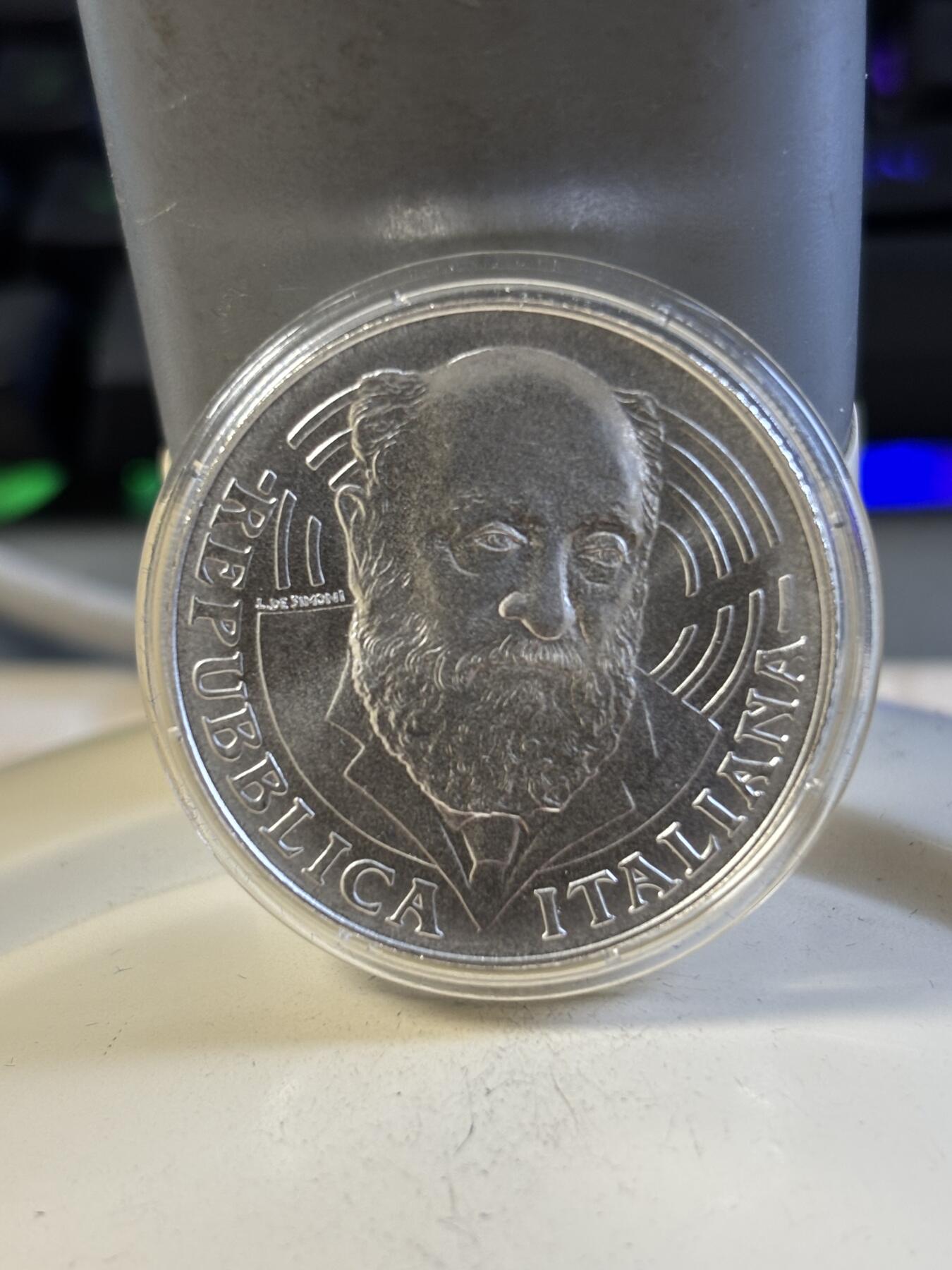 第197期拍卖 意大利2007年政治家斯皮内利诞辰百年磨砂纪念银币，925银，18克