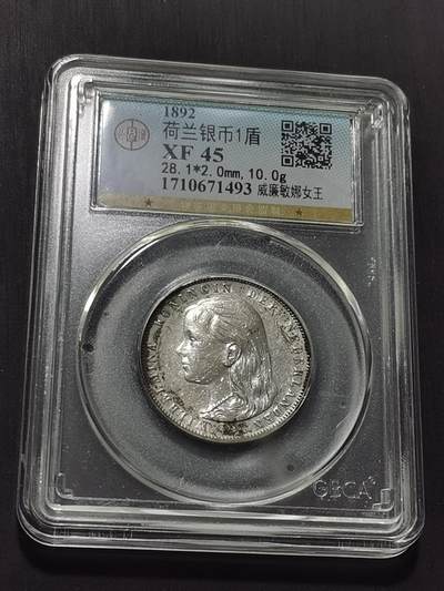 天下钱庄专场欢迎参拍 - 荷兰威廉敏娜萝莉头1盾银币