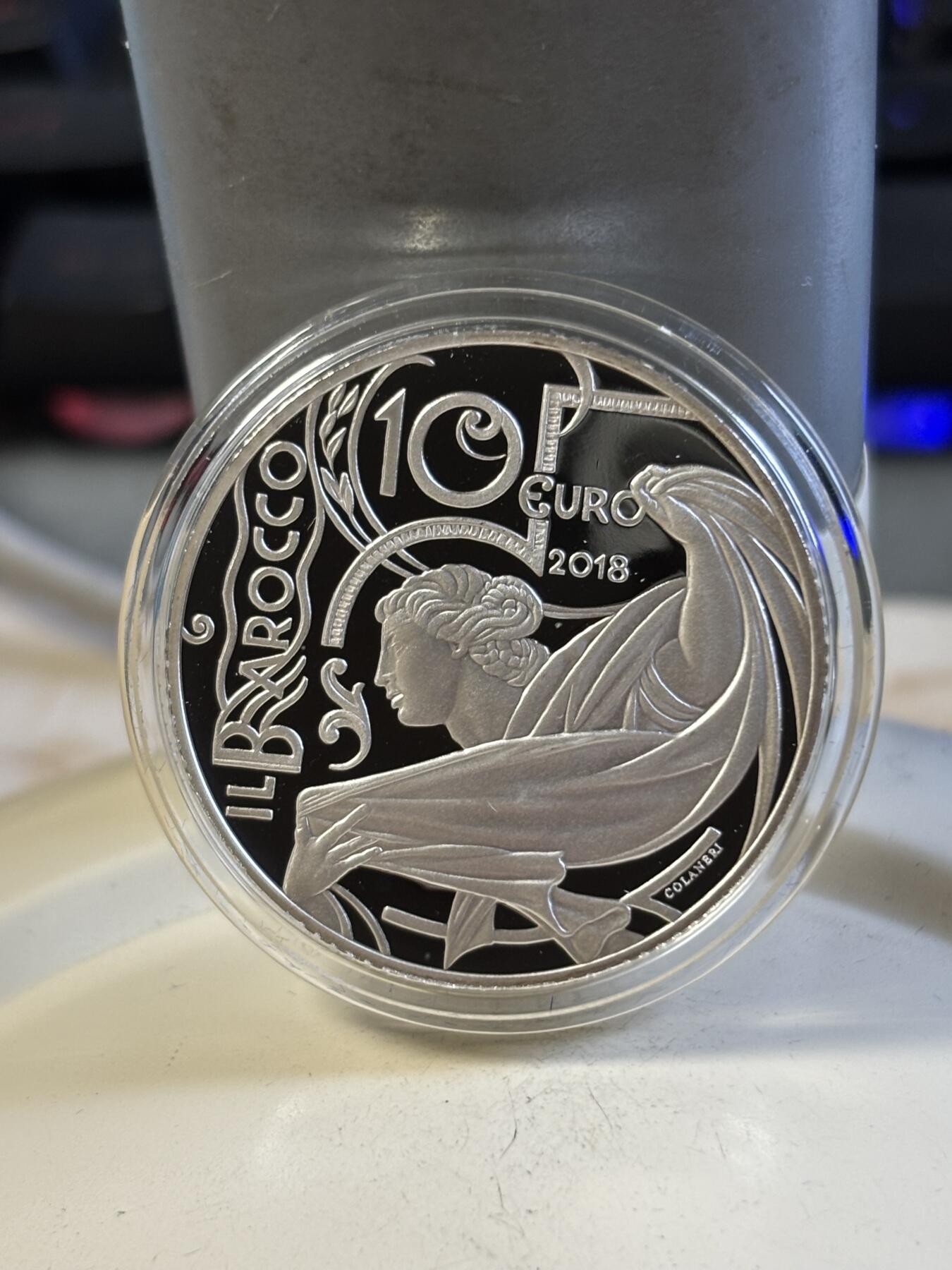 第197期拍卖 意大利2018年欧洲之星巴洛克和洛可可精制纪念银币,925银，22克，发行4500枚