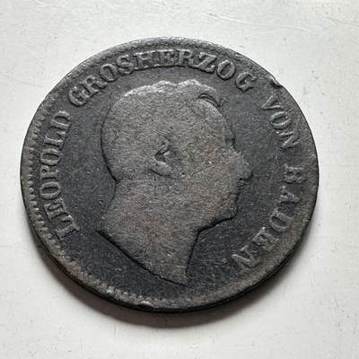 🌹外币初藏🌹🐯2026年第40场   每周二四六晚8️⃣点 世界钱币 - 巴登 1851年 利奥波德一世 1克罗伊策铜币 