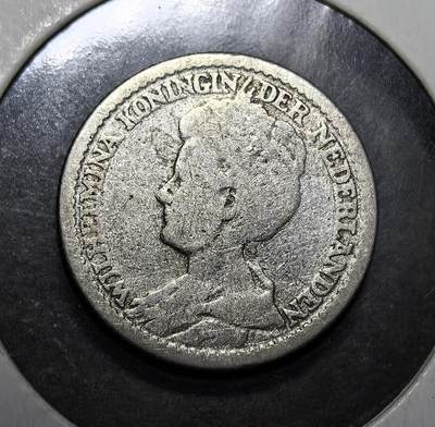 外国优质老铜币纪念币银币专场，周六晚上九点倒数截拍，满百包邮，周日发货,可寄存半年，喜欢朋友微信扫描二维码可直接参拍 - 荷兰威廉明娜女王1914年25分银币，一战爆发当年发行，乌得勒支造币厂铸造，是荷兰近代流通辅币，见证荷兰女王统治与一战时期欧洲货币史。