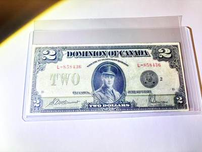 【Blue Auction】世界纸币精拍第807期——18级TOP拍卖/信誉/品质/专业/高效💫 - 加拿大自治领1923年2元 正面为威尔士亲王即后来的国王爱德华八世戎装像 其1936年登基 不爱江山爱美人 在位仅不到1年 品相如图