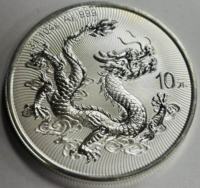 文馨钱币收藏第 299 场，长期接代拍业务 - 全新 2025 年中华人民共和国 中国龙 10 元银币 31.104 克 999 银