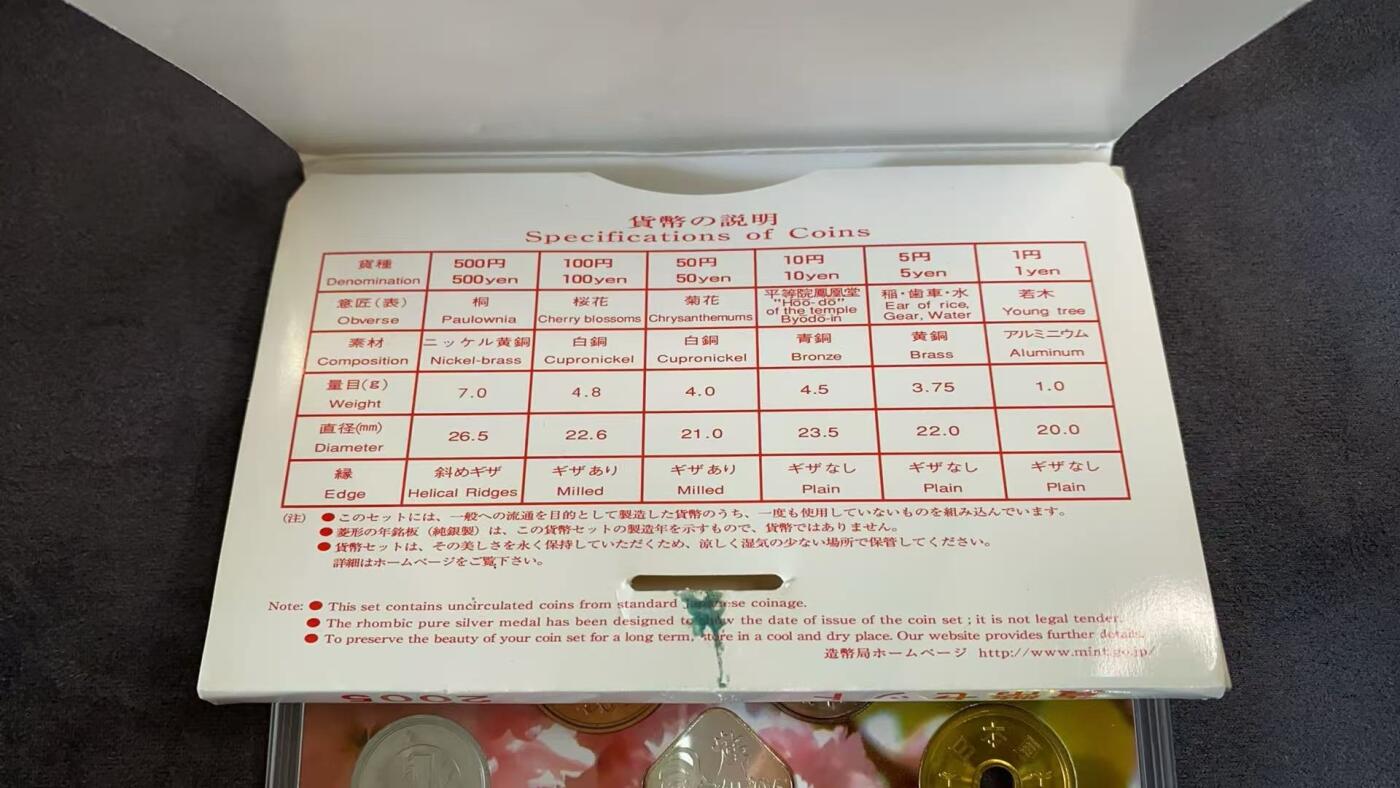 日日生财—方圆世界（全场包邮）第三场 日本2005年（平成17年）发行的樱花主题纪念币套装 含有一枚4.3克银章