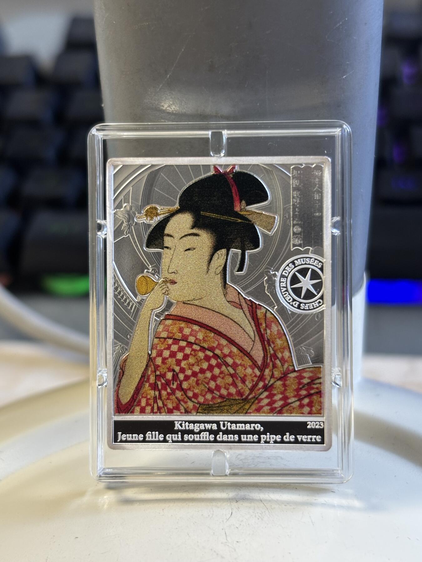 第197期拍卖 法国2023年卢浮宫杰作系列日本艺妓矩形纪念彩银币22.2克，999银，发行3000枚