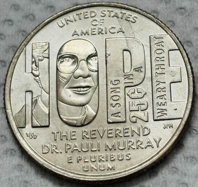 文馨钱币收藏第 299 场，长期接代拍业务 - 2024年美国纪念币杰出女性系列第11枚保利默里牧师 P 版