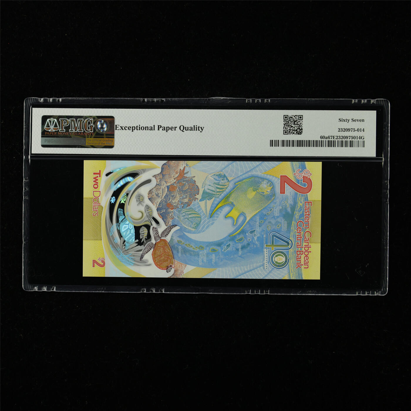 【亘邦集藏】第227期拍卖 2023年 东加勒比海纪念钞2元 PMG 67EPQ AC662260