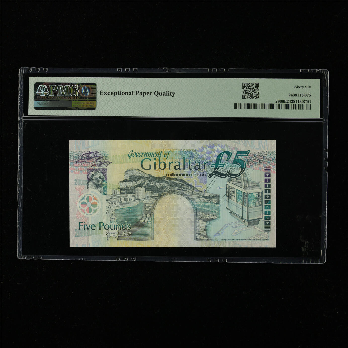 【亘邦集藏】第226期拍卖 2000年 直布罗陀纪念钞5镑 PMG 66EPQ MM444748