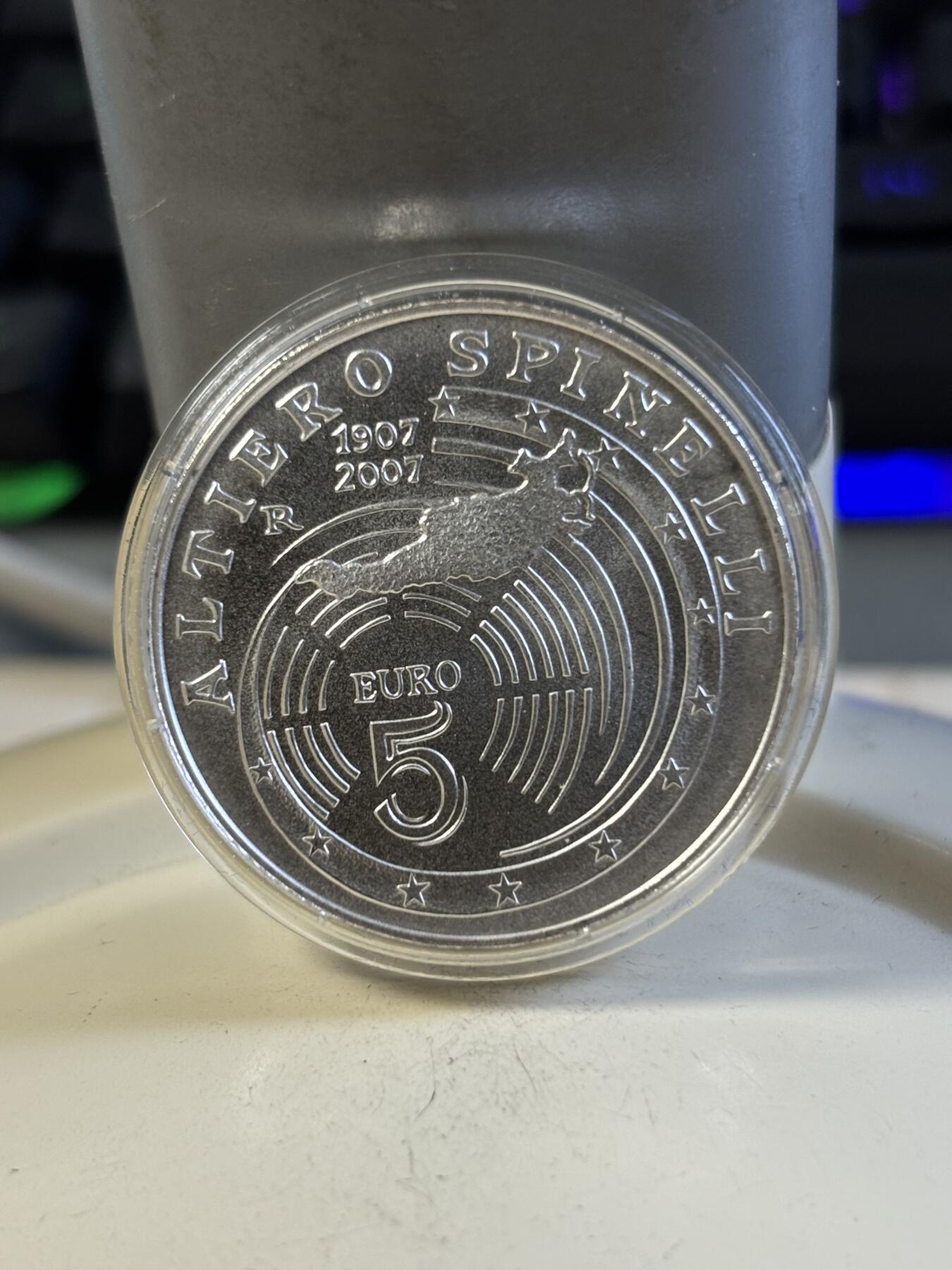 第197期拍卖 意大利2007年政治家斯皮内利诞辰百年磨砂纪念银币，925银，18克