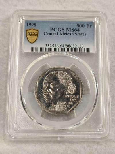 G&W世界散币，银币处理专场（第47场） - PCGS-MS64   中非1998年500法郎