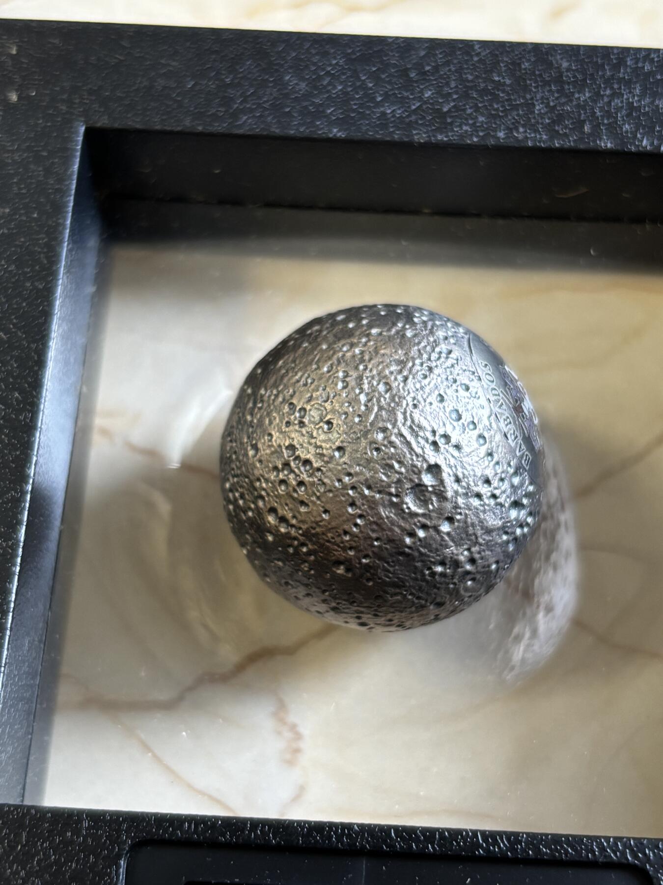 第197期拍卖 巴巴多斯2022年太阳系-水星1盎司,3D立体球形仿古银币，999银，发行4879枚