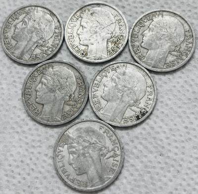 文馨钱币收藏第 299 场，长期接代拍业务 - 1941-1950 年法国 2 法郎 6 枚