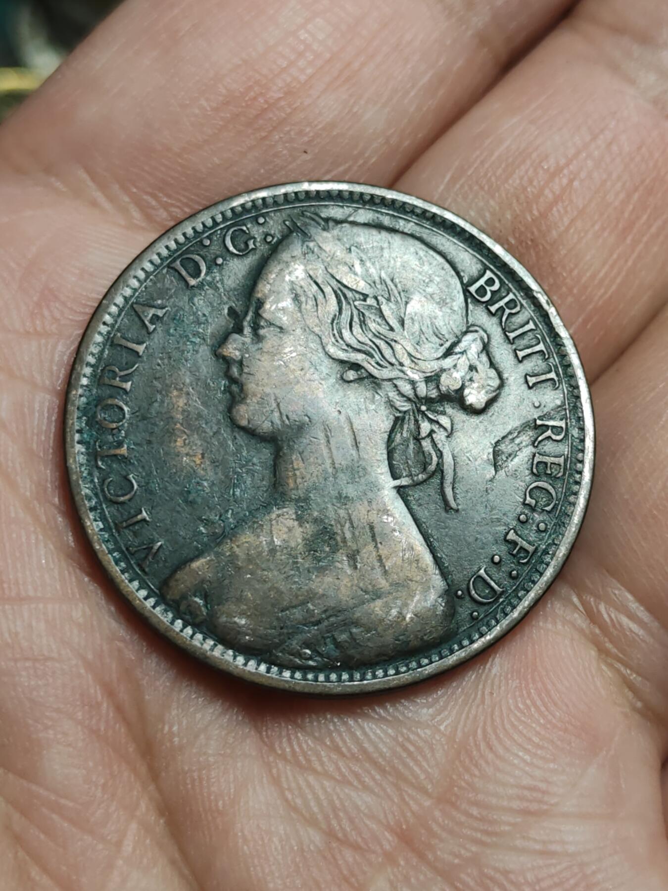 2026年第四十三场(总第二百一十二场）外国好品散币场(免佣金) 英国🇬🇧1874年1便士(维多利亚女王中年桂冠第三版，H标喜敦厂造)